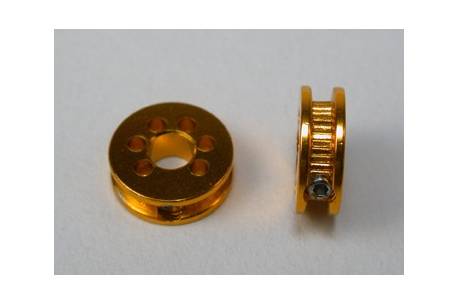 Polea Alumino mecanizado 6.5 mm para 1/24 dorada. (x2)