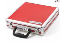 Aluminum Briefcase for cars and controls in red color.