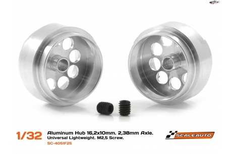 Llanta aluminio 16,2x10mm. Lightweight, eje 2.38 mm. (3/32")