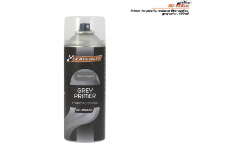 Gray primer spray on plastics, fibers and resins. 