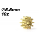 Brass sprocket with 10z 5,5 mm diameter